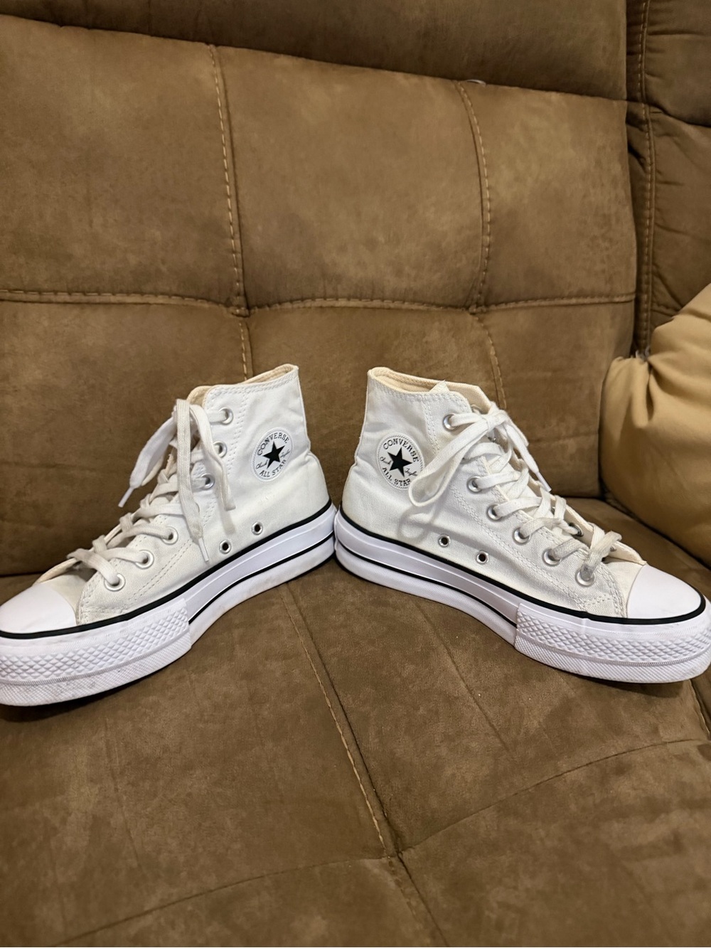Converse White High Top Platform Sneakers